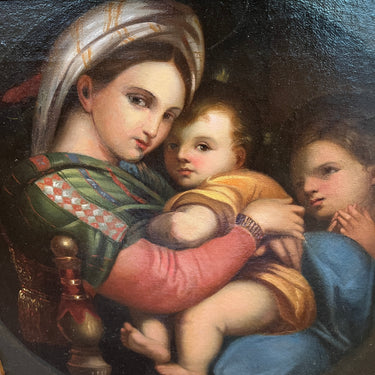 Reproducción Raffaello Sanzio - Óleo sobre madera ' Madonna della Sedia' Bucarest Art & Antiques