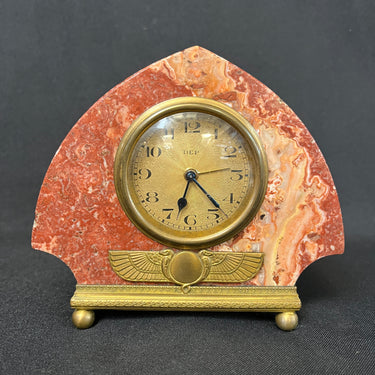 Reloj ‘Art Déco’ de mármol rosa y bronce circa 1920 Bucarest Art & Antiques