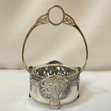 Canasta de peltre y vidrio alemán WMF estilo Art Nouveau s.XX Bucarest Art & Antiques