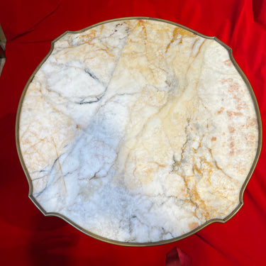 Mesa de centro francesa con cubierta de mármol blanco estilo Luis XV fin s.XIX