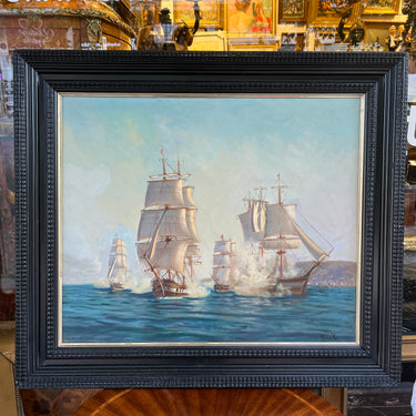 Benito Ramos Catalán - Óleo sobre tela ‘Travesía naval’ Bucarest Art & Antiques
