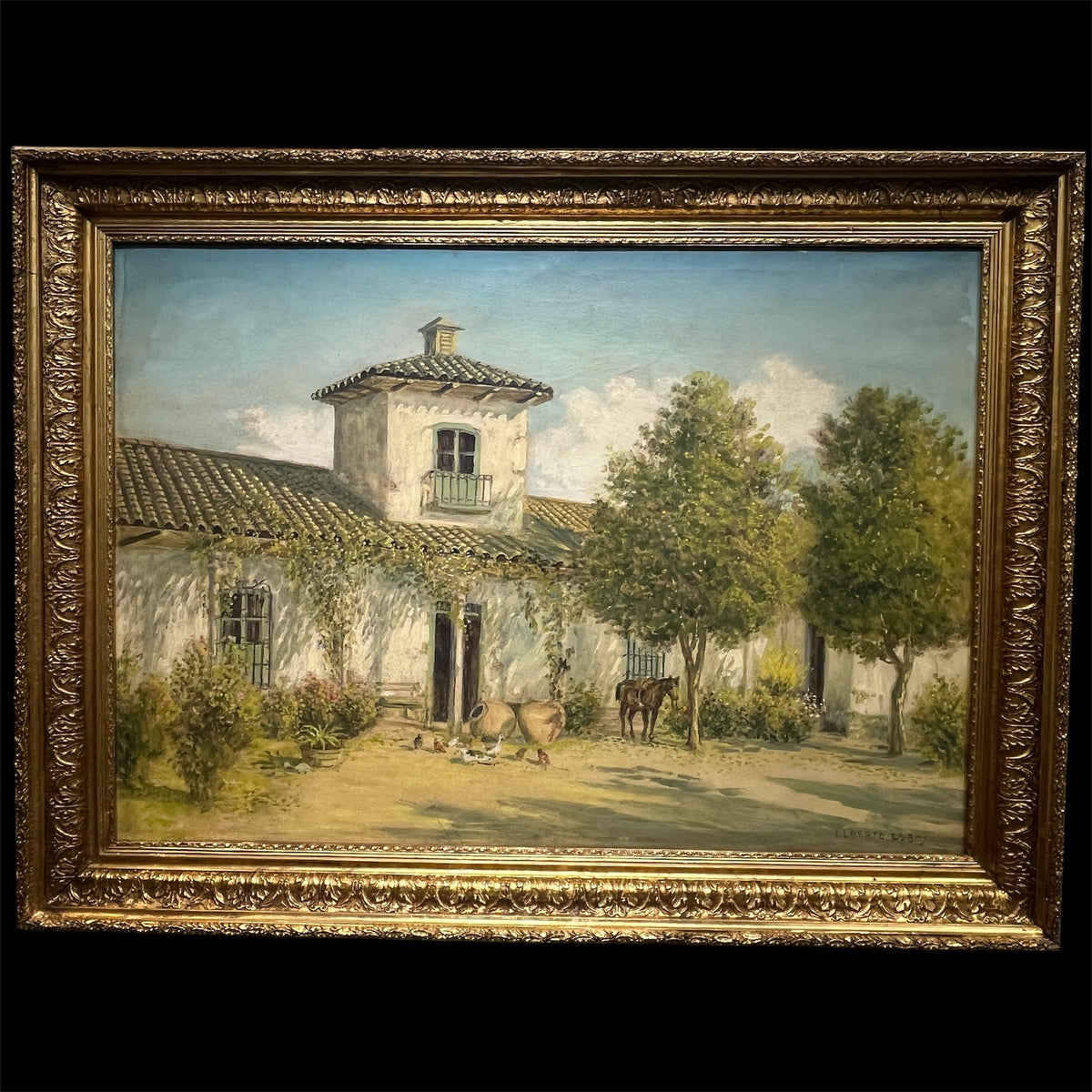 Alberto Lobos - Óleo sobre tela 'Casa de campo'