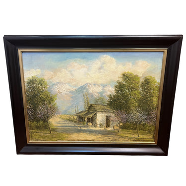 Alberto Lobos - Óleo sobre tela ‘Paisaje rural y cordillera’ Bucarest Art & Antiques