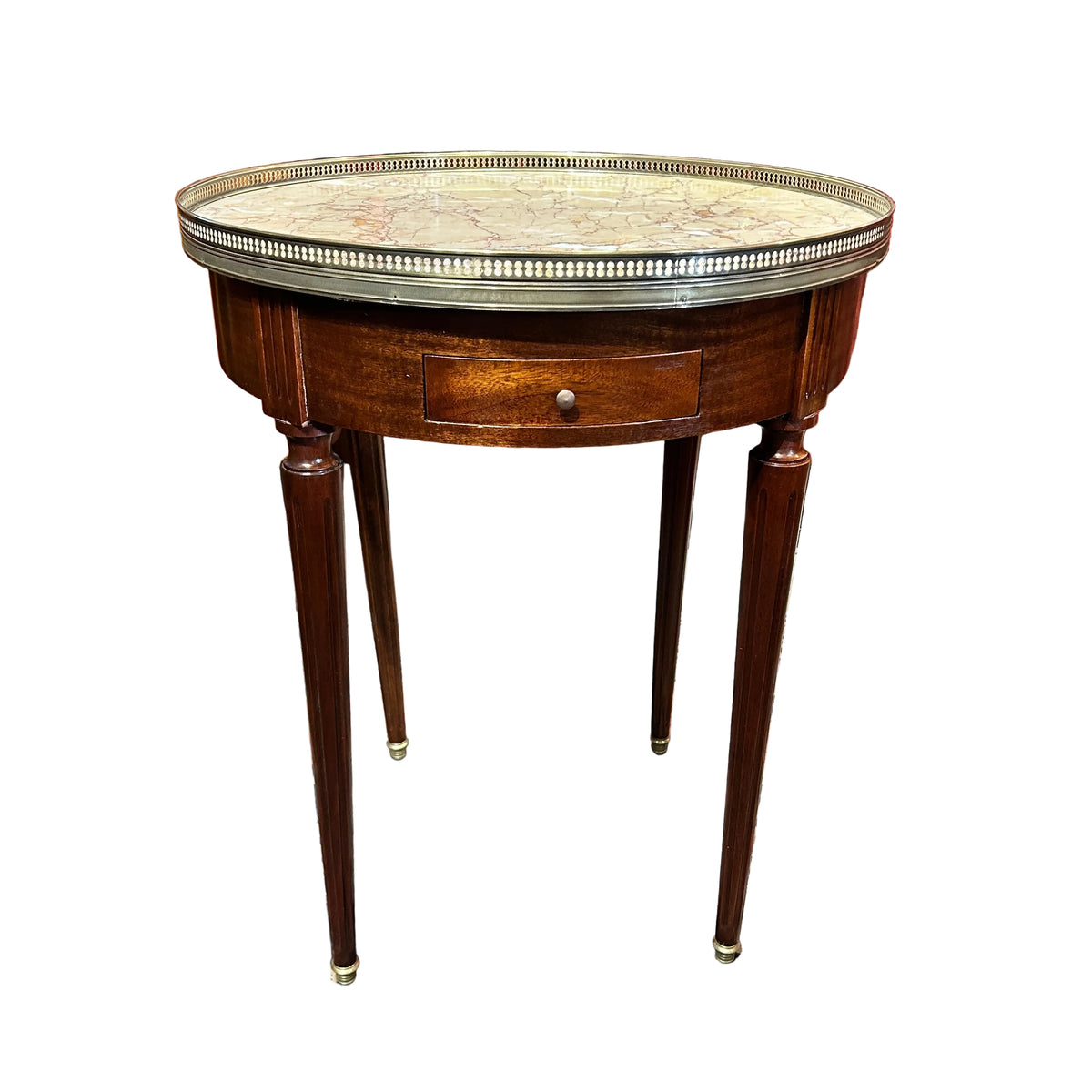 Mesa auxiliar francesa estilo Luis XVI con cubierta de mármol