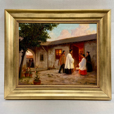 Benito Ramos Catalán - Óleo sobre tela 'Visita pastoral'