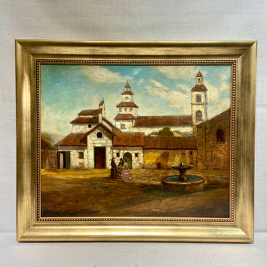 Enrique Lobos Aranguiz - Óleo sobre tela 'Visita a la iglesia'