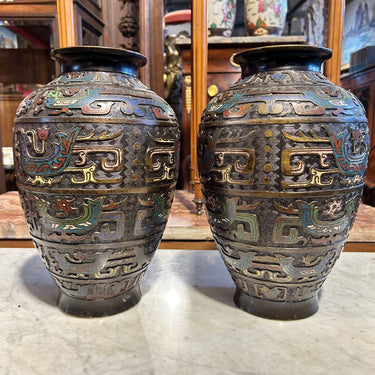 Par de jarrones cloissoné japoneses circa 1900