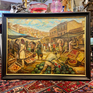 Praxíteles Vázquez - Óleo sobre tela 'Mercado de Valparaíso'