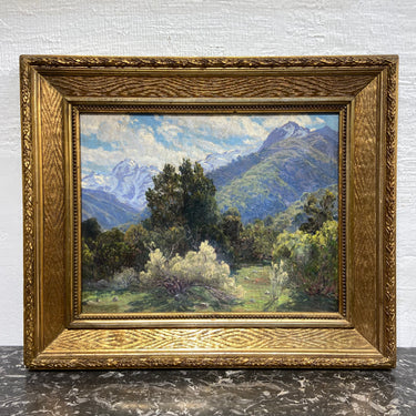 Alfredo Araya - Óleo sobre cholguán 'Entre montañas'