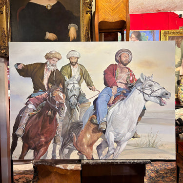 Sebastián Dominguez Wagner - Óleo sobre tela 'Jinetes de Buzkashi'