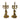 Par de candelabros franceses 5 luces y querubines en peltre dorado y porcelana s.XIX