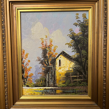 Alejandro Jamett - Óleo sobre tela ‘Casa blanca en camino’ Bucarest Art & Antiques