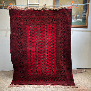 Alfombra Pakistaní Tekke Bockhara lana roja y grandes cenefas 260x200 Bucarest Art & Antiques