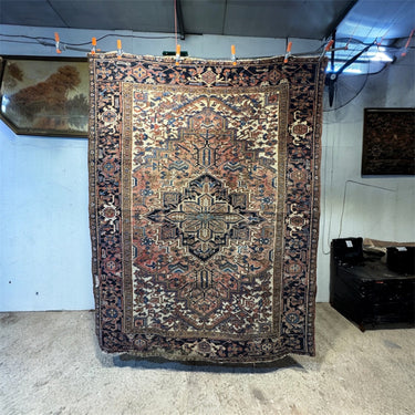 Alfombra Persa Heriz lana medallón azul 275x215 Colección Exclusiva