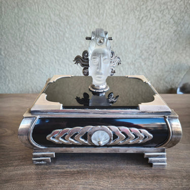 Caja obsidiana de cristal de roca y plata Ezequiel Tapia Colección Exclusiva