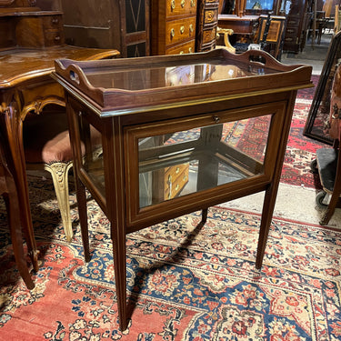 Carro de té inglés Edwardian en caoba bandeja de vidrio e interior de espejo Bucarest Art & Antiques