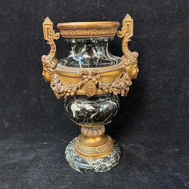 Cassolette francés estilo neoclásico bronce y mármol verde veteado Bucarest Art & Antiques