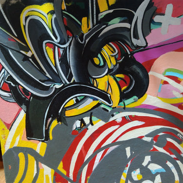 Claudia Collao - Óleo sobre tela Trazos superpuestos Bucarest Art & Antiques