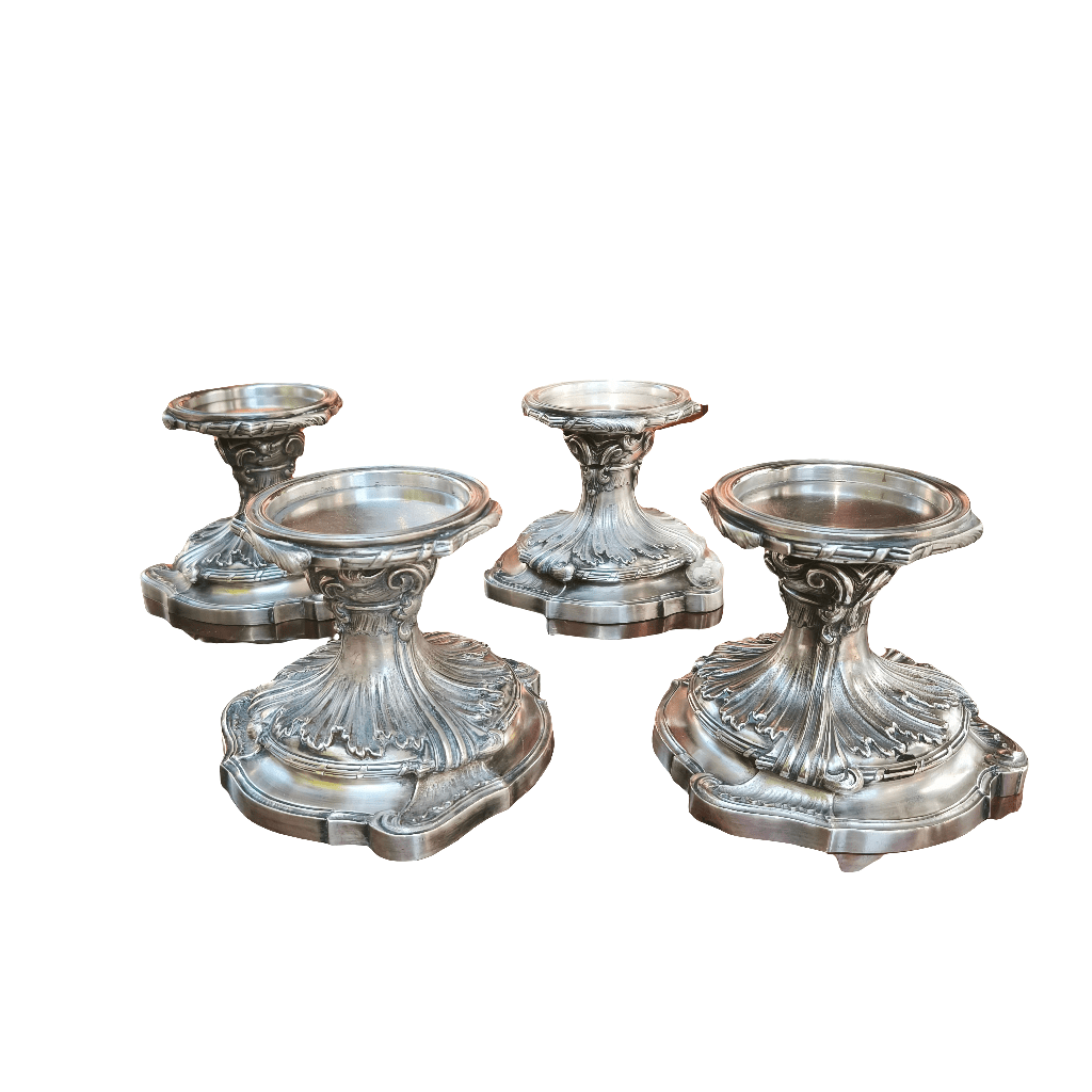 Conjunto de 4 portavelas en metal Christofle