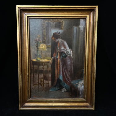 Delphin Enjolras - Óleo sobre tela 'Mujer al amanecer' Bucarest Art & Antiques