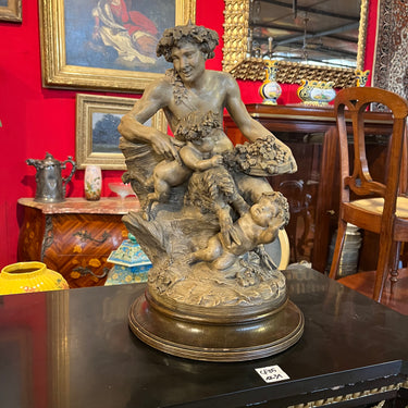 Escultura de terracota 'Baco y sátiros' estilo Clodion firmada GC Bucarest Art & Antiques