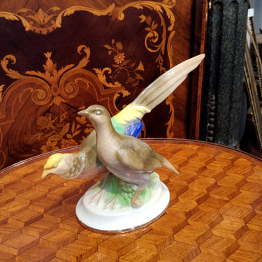 Figura de porcelana alemana dos codornices Bucarest Art & Antiques