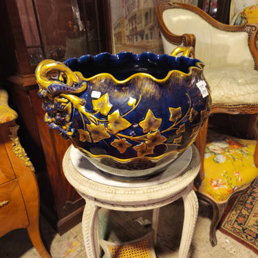 Gran Jardinera porcelana Sarreguemines Sátiros Bucarest Art & Antiques