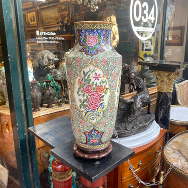 Gran jarrón chino de porcelana flores y aves Bucarest Art & Antiques