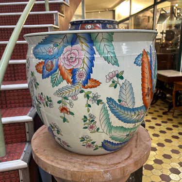 Gran pareja de peceras de porcelana china estilo floral mitad s.XX Bucarest Art & Antiques