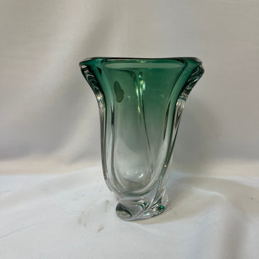 Jarrón de cristal verde en degradé Val Saint Lambert mitad s. XX Bucarest Art & Antiques