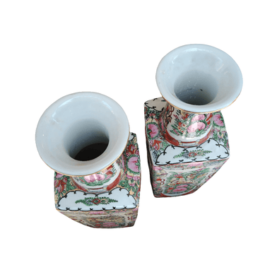 Jarrones porcelana china famille Rose diseños florales Bucarest Art & Antiques