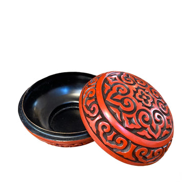 Joyero de Laca chino rojo circular | Bucarest Art Gallery Bucarest Art & Antiques