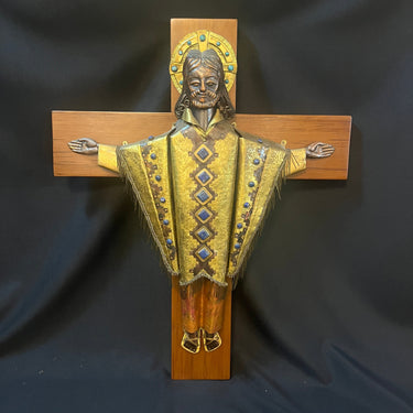 Juan Reyes - Cristo en la cruz bronce cobre y lapislázuli Bucarest Art & Antiques