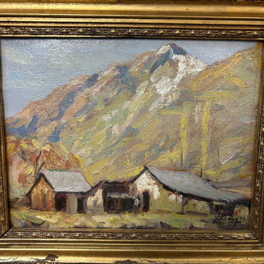 Ladislao Cheney - Óleo sobre cartón ‘Casa y cordillera’ Bucarest Art & Antiques
