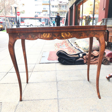 Mesa de juego marquetería rosas Bucarest Art & Antiques