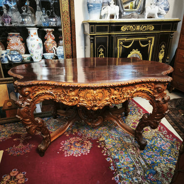 Mesa inglesa victoriana caoba tallada a mano Consignación