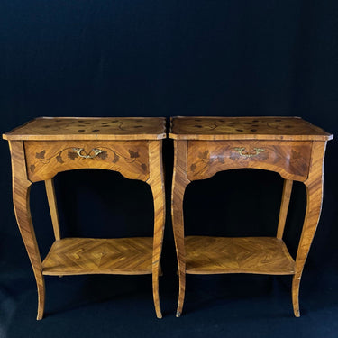 Par de veladores Antiguos marquetería y doble cubierta | Bucarest Art Gallery Bucarest Art & Antiques