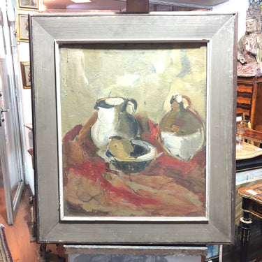 Patricia Vargas - Óleo 'Jarrones y frutero' Bucarest Art & Antiques