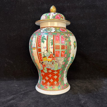 Potiche Chino en porcelana esmaltada famille rose Bucarest Art & Antiques