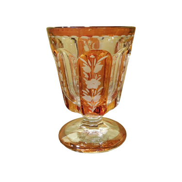 Copa de cristal de Bohemia tallado 'flores en naranjas'