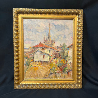 Roko Matjasic -óleo sobre tela ‘Iglesia rural’ Bucarest Art & Antiques