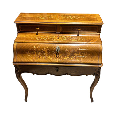 Secretaire francés Luís XV con alzada y marquetería principios s. XX Bucarest Art & Antiques
