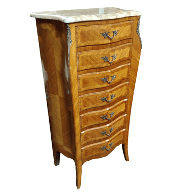 Semainier francés Luis XIV palisandro bronces y cubierta de mármol Bucarest Art & Antiques