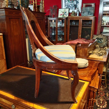 Silla imperio madera y tapiz a rayas Bucarest Art & Antiques