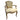 Sillón normando madera dorada y tapíz líneas blancas y rojas Bucarest Art Gallery